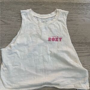 Roxy Girls White Cropped Tank with Pink Logo